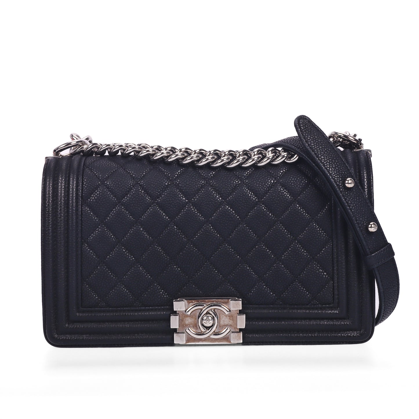Pre-Owned Chanel Boy Chanel Black Calfskin Shoulder Bag 10503820