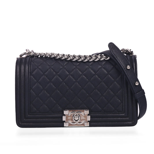 Pre-Owned Chanel Boy Chanel Black Calfskin Shoulder Bag 10503820