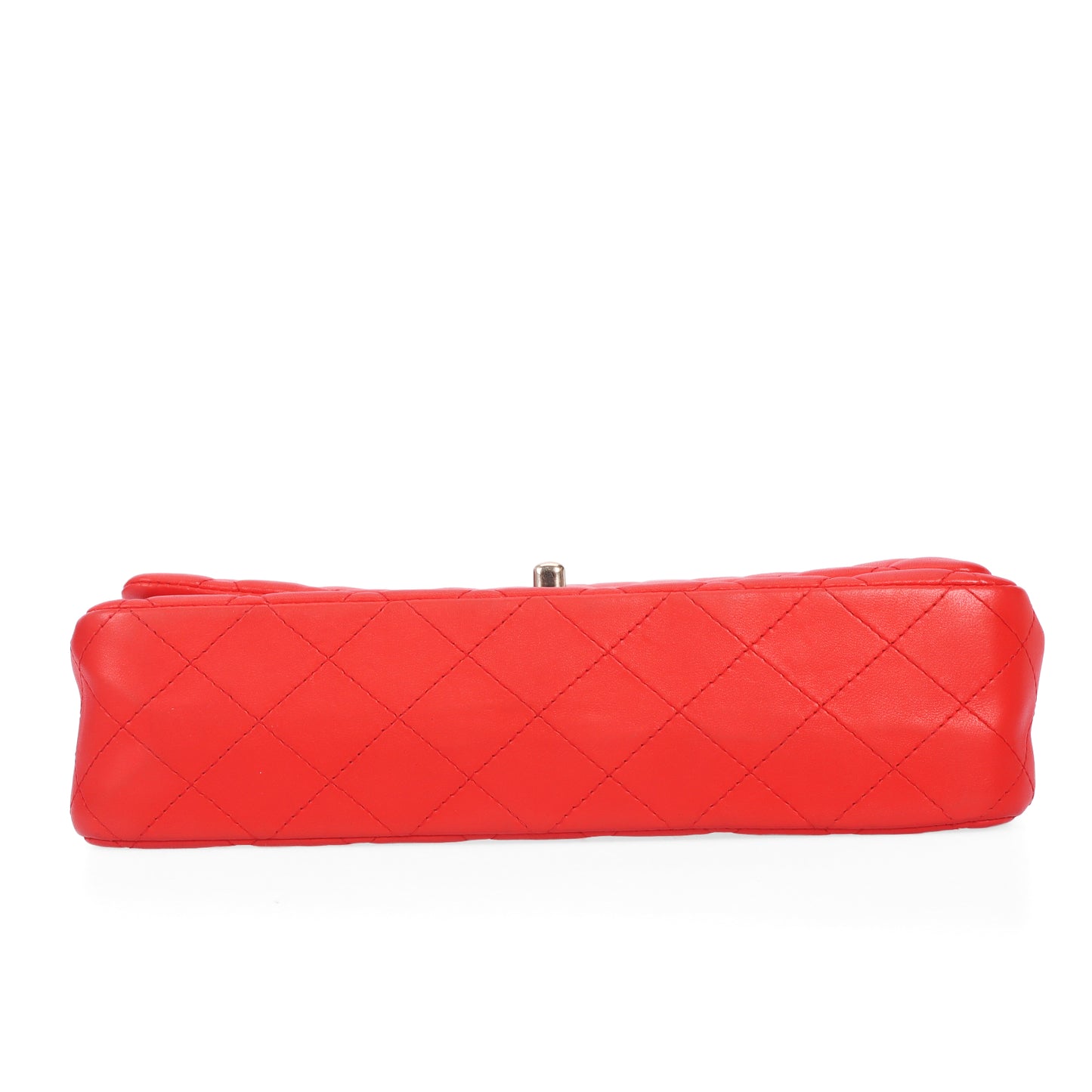 Pre-Owned Chanel Classic Flap Orange-Red Quilted Lambskin Shoulder Bag 11334973