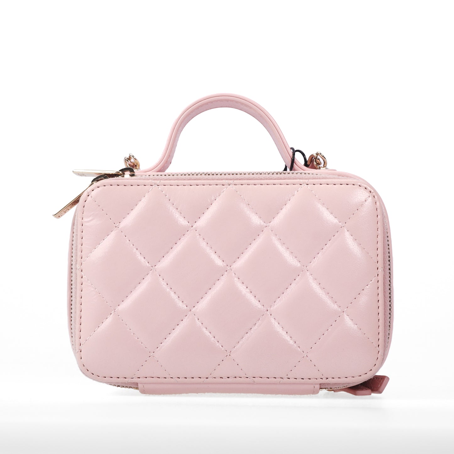 Pre-Owned Chanel Vanity Case Pink Quilted Lambskin Leather Crossbody Bag 12307553 c