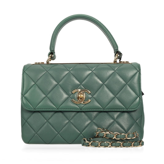 Pre-Owned Chanel Trendy CC Green Lambskin Crossbody Bag 12725409