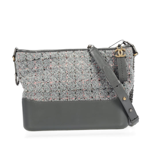 Pre-Owned Chanel Gabrielle Gray Tweed Shoulder Bag 12870150