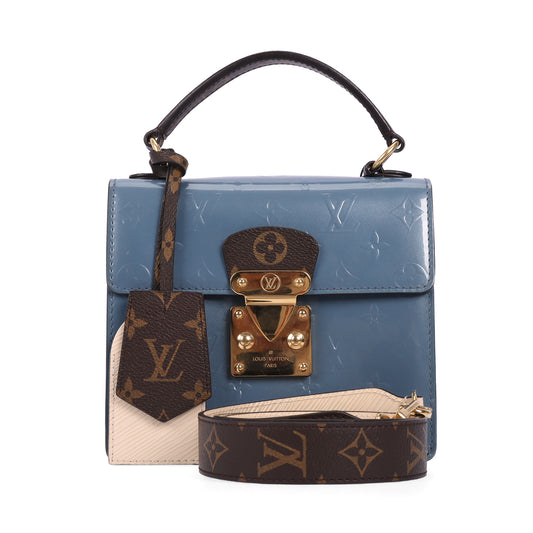 Pre-Owned Louis Vuitton Spring Street Blue Monogram Vernis Patent Leather Shoulder Bag 12946590