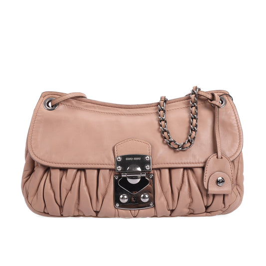 Pre-Owned Miu Miu Nude Leather Shoulder Bag 13497474