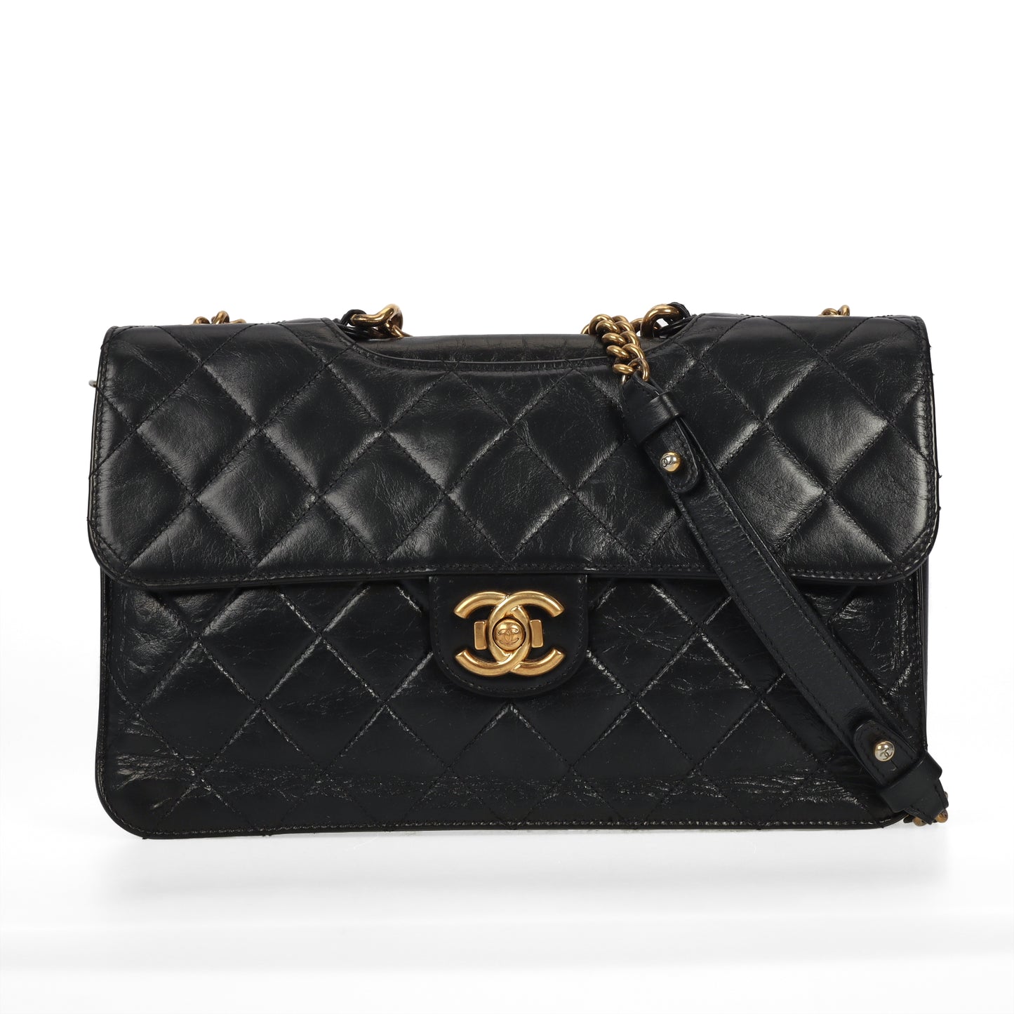 Pre-Owned Chanel Classic Perfect Edge Flap Black Calfskin Shoulder Bag 14074639