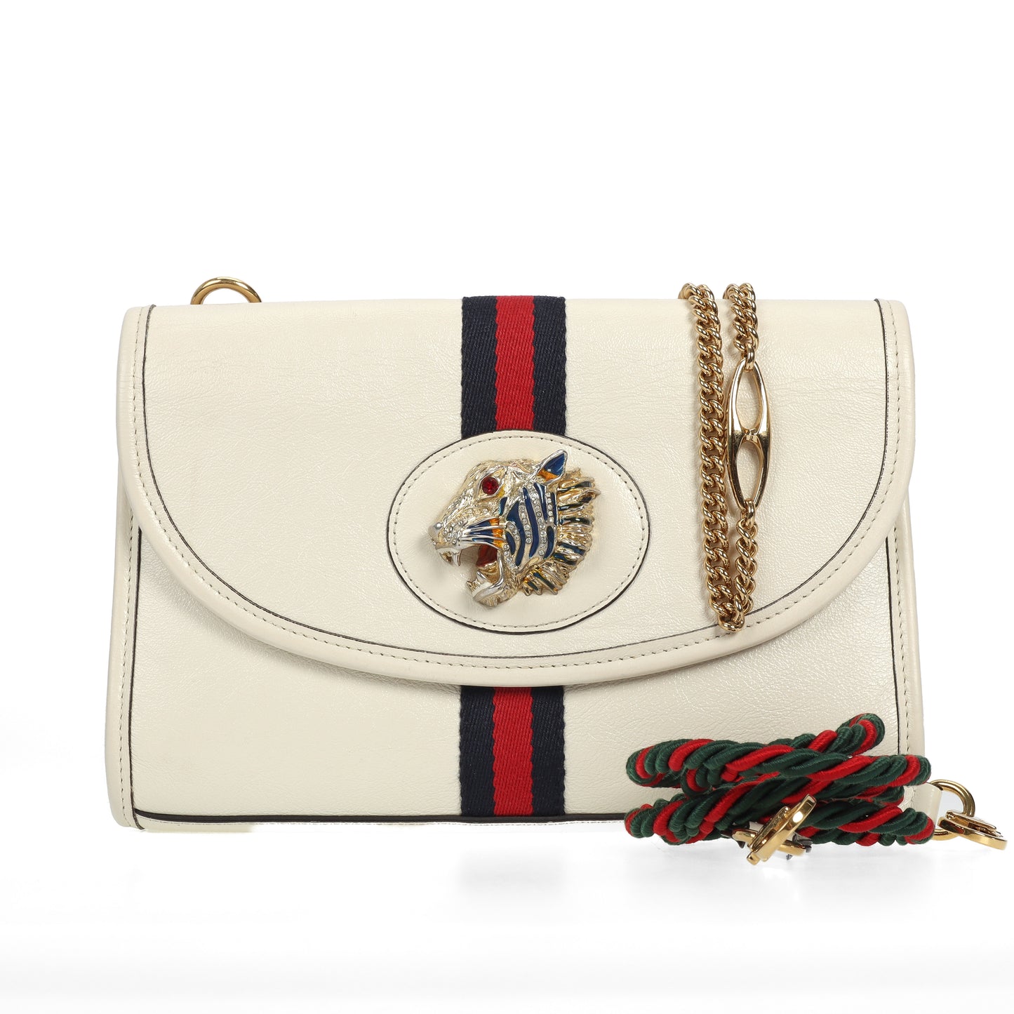 pre-oened gucci rajah white calfskin crossbody bag 14350202