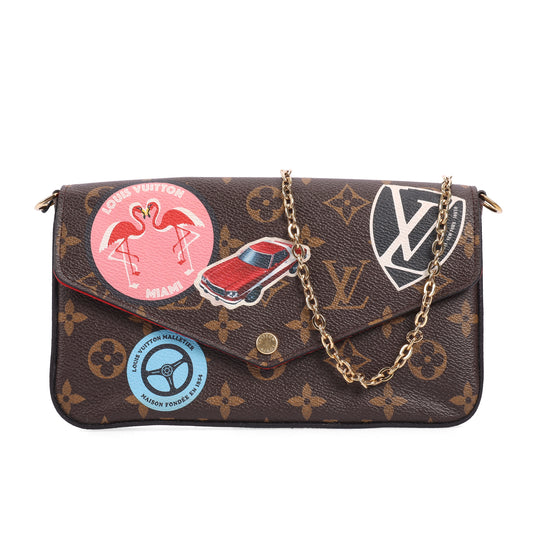 Pre-Owned Louis Vuitton Pochette Félicie Brown Monogram Coated Canvas Wallet on Chain 14437785