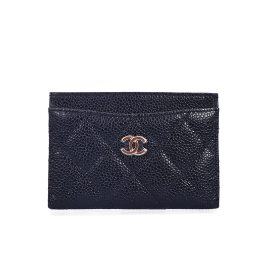 Pre-Owned Chanel Classic Quilted Black Calfskin Card Holder 15130302 L