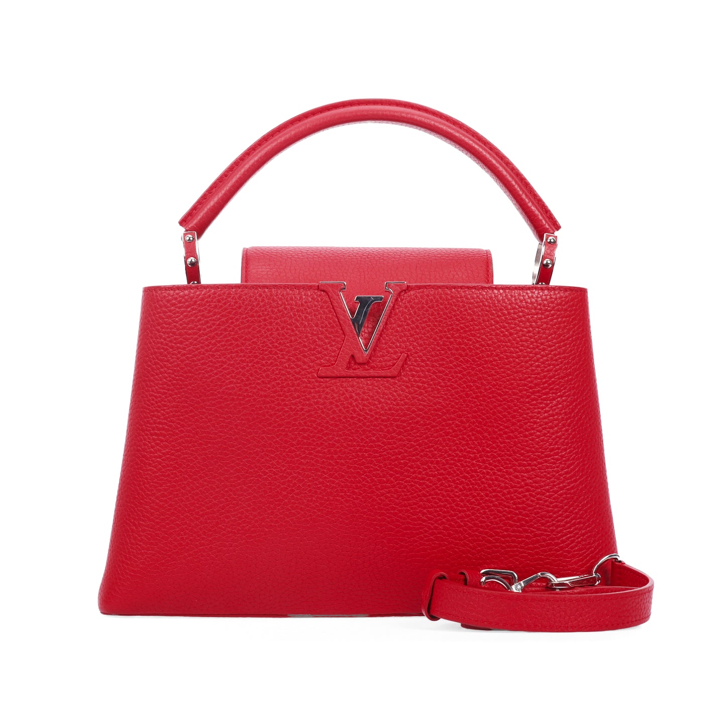 Pre-Owned Louis Vuitton Capucines Red Calfskin Shoulder Bag 16146361