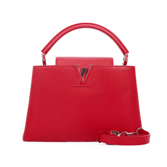 Pre-Owned Louis Vuitton Capucines Red Calfskin Shoulder Bag 16146361