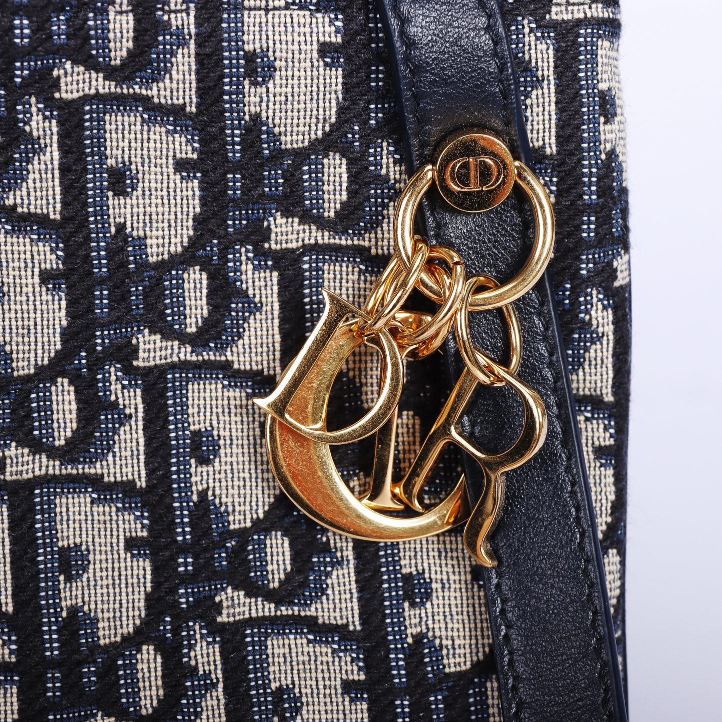 Pre-Owned Dior Oblique Dark Blue Jacquard Canvas Shoulder Bag 16199061