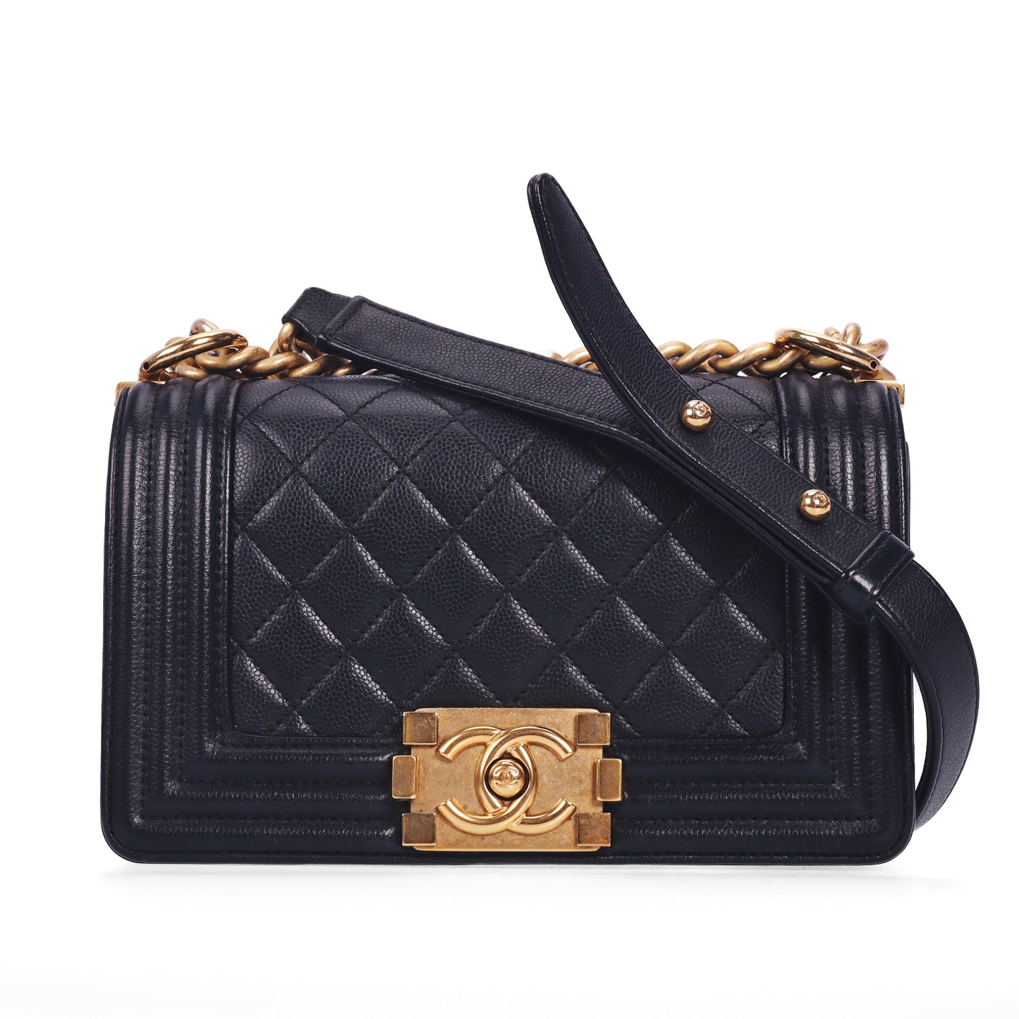 Pre-Owned Chanel Le Boy Small Size Black Quilted Caviar Calfskin Leather Shoulder Bag 17193551