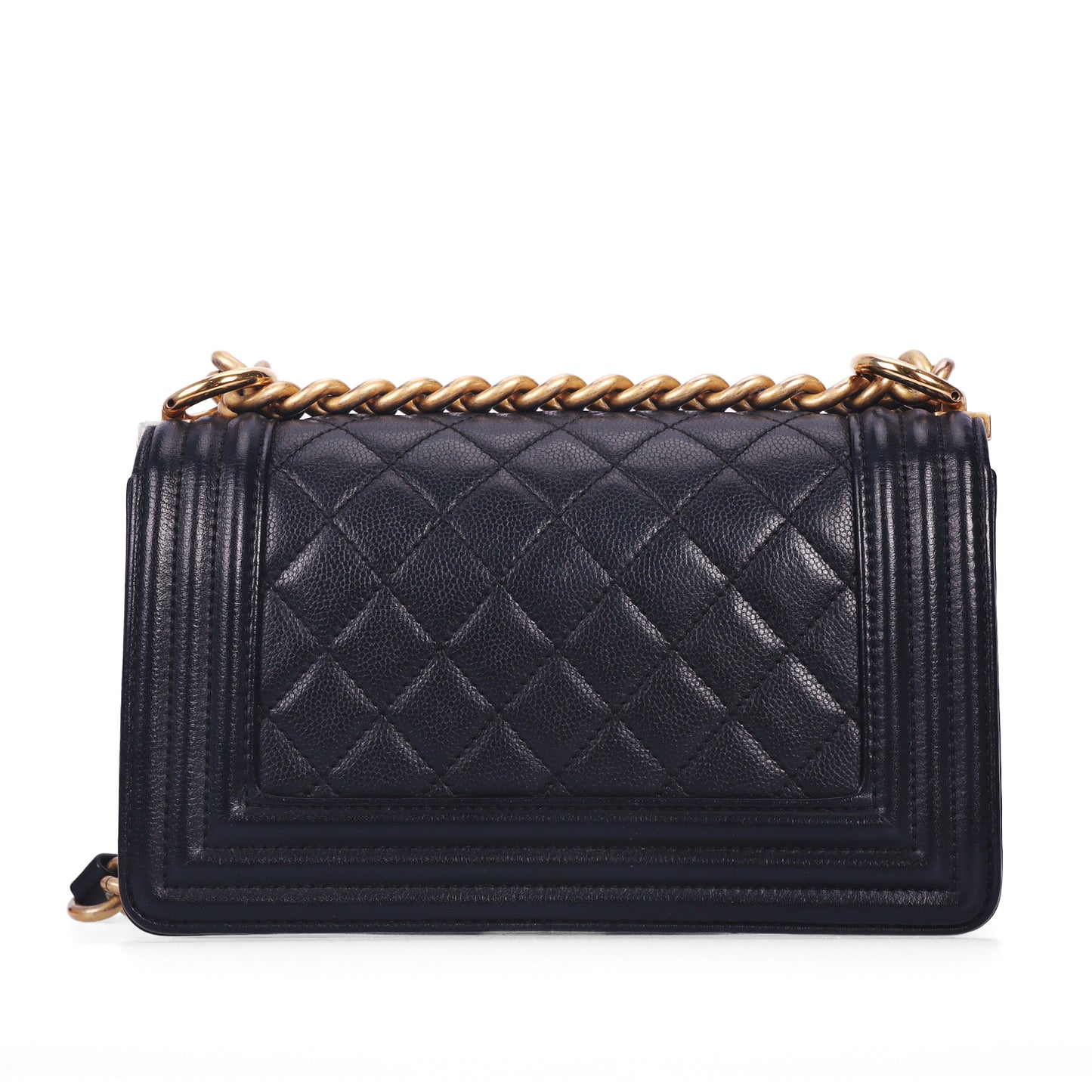 Pre-Owned Chanel Le Boy Small Size Black Quilted Caviar Calfskin Leather Shoulder Bag 17193551