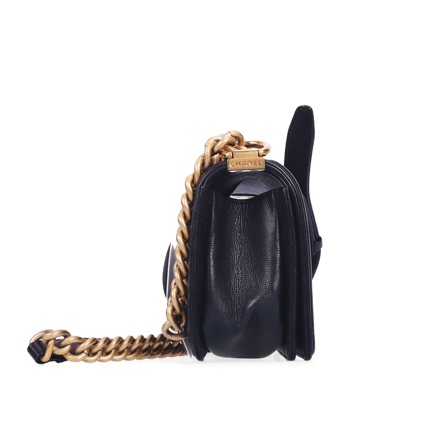 Pre-Owned Chanel Le Boy Small Size Black Quilted Caviar Calfskin Leather Shoulder Bag 17193551