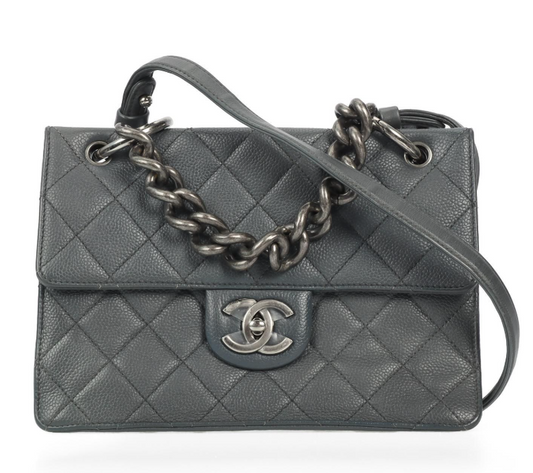 Pre-Owned Chanel Grey Caviar Calfskin Leather Shoulder Bag 57218287 yj