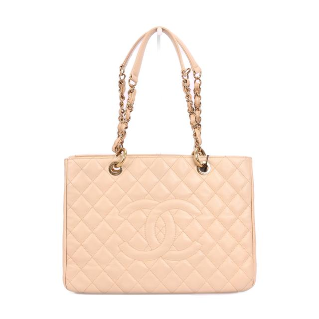 Pre-owned CHANEL Calfskin Shoulder Bags GST Beige Caviar 66423615