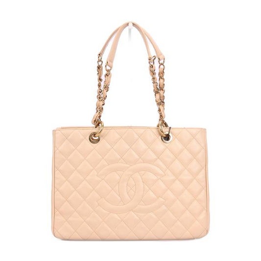 Pre-owned CHANEL Calfskin Shoulder Bags GST Beige Caviar 66423615