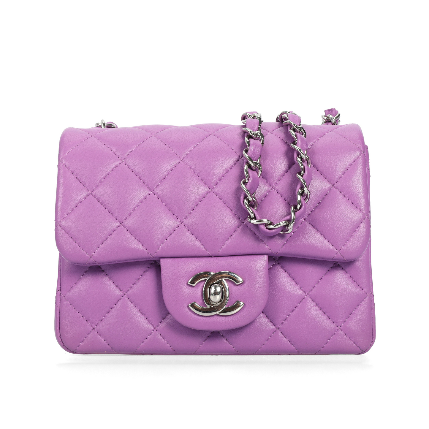 Pre-owned CHANEL Leather Crossbody bags Classic Flap Purple 21974137 hz