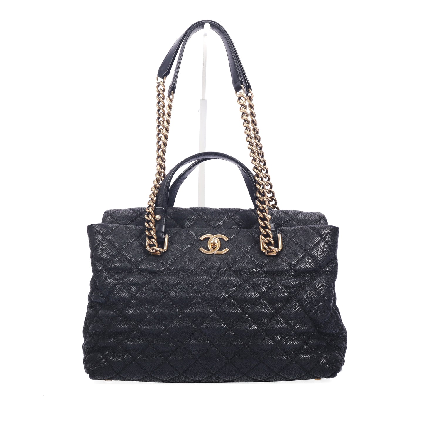 Pre-Owned Chanel Black Quilted Caviar Calfskin Leather Top Handle Bag 18344034 zg