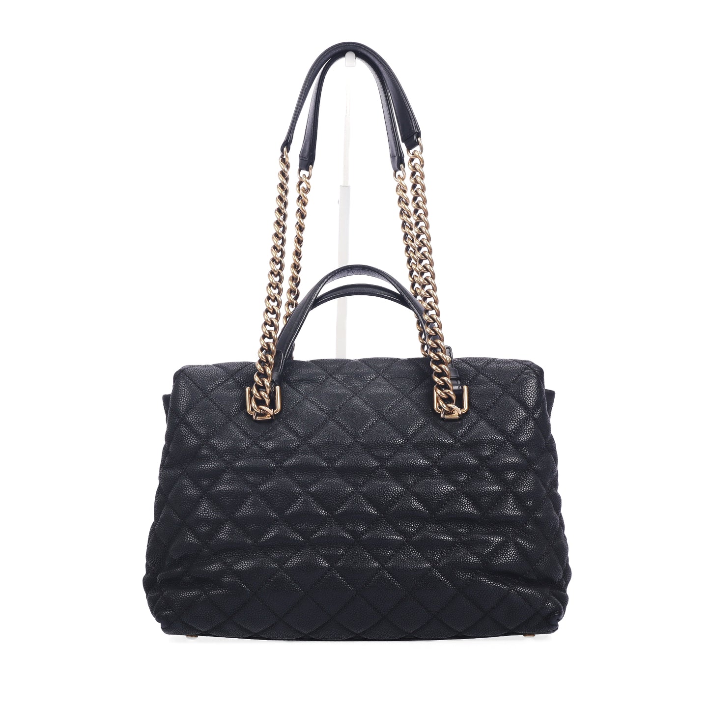 Pre-Owned Chanel Black Quilted Caviar Calfskin Leather Top Handle Bag 18344034 zg