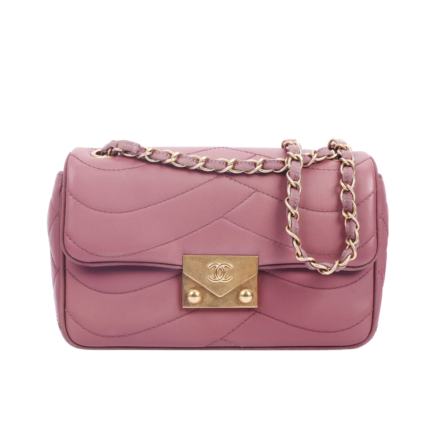 Pre-Owned Chanel Pagoda Flap Mauve Calfskin Shoulder Bag 18450128  yj