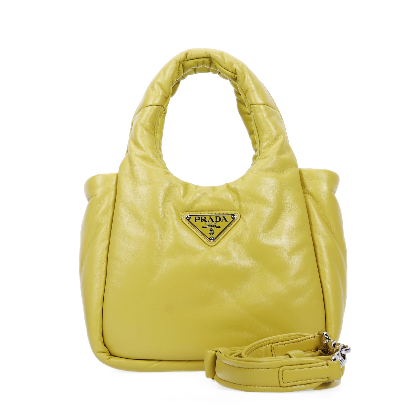 Pre-Owned Prada Soft Yellow Calfskin Shoulder Bag 18612684