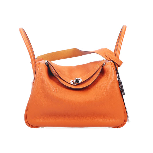 Pre-Owned Hermes Lindy Orange Clemence Calfskin Shoulder Bag 18623788