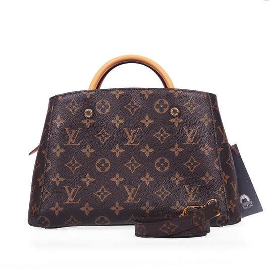 Pre-Owned Louis Vuitton Montaigne Monogram Coated Canvas Calfskin Shoulder Bag 19368890