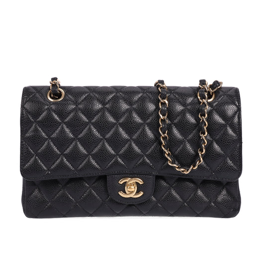 Pre-Owned Chanel Classic Flap Black Caviar Calfskin Crossbody Bag 19713373