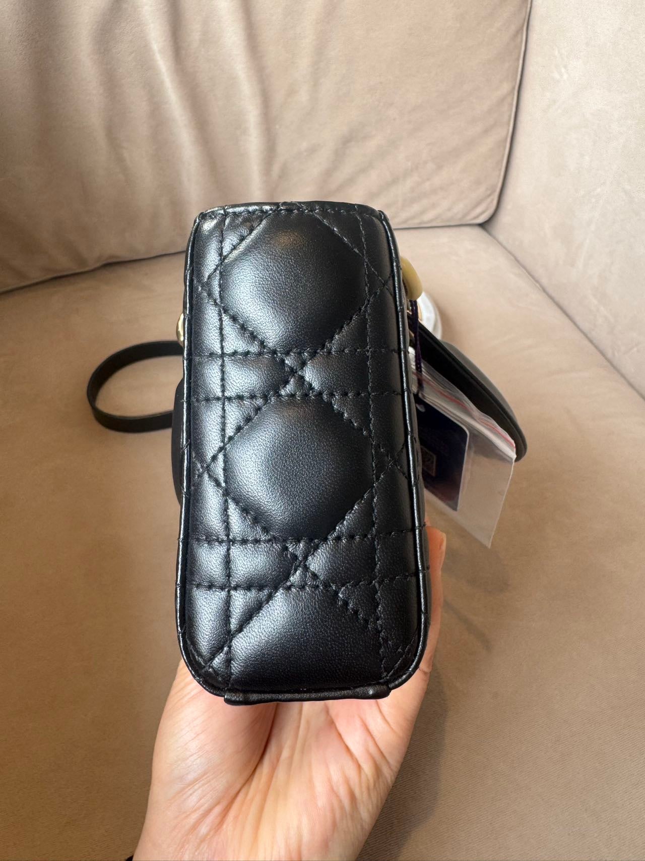 Pre-Owned Dior Lady Dior Black Cannage Lambskin Crossbody Bag