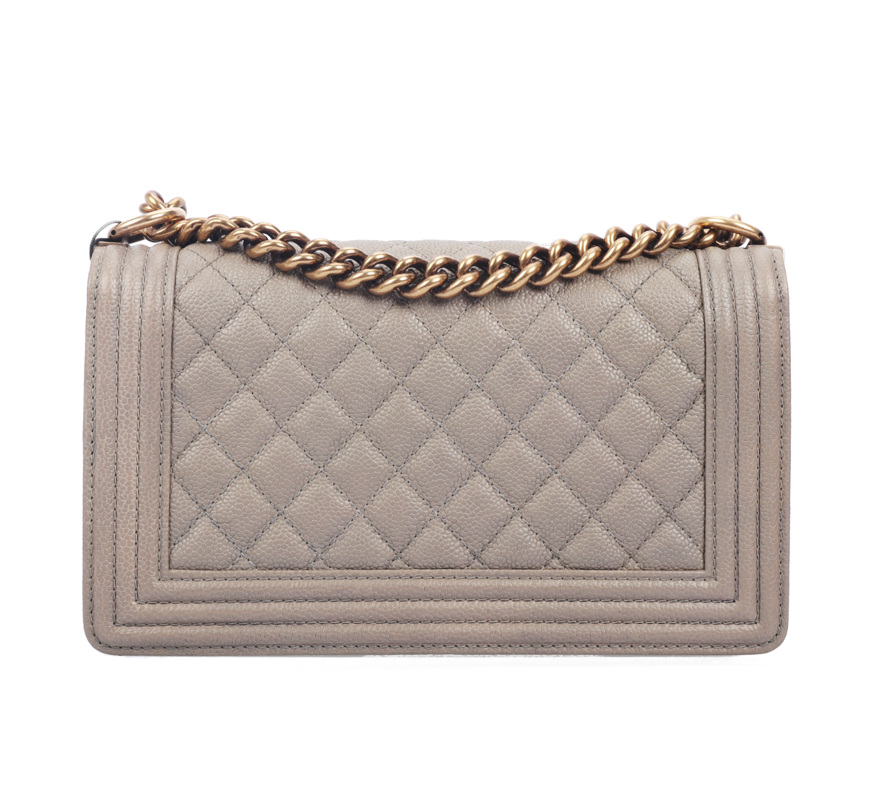 Pre-owned chanel taupe medium leboy 76868319