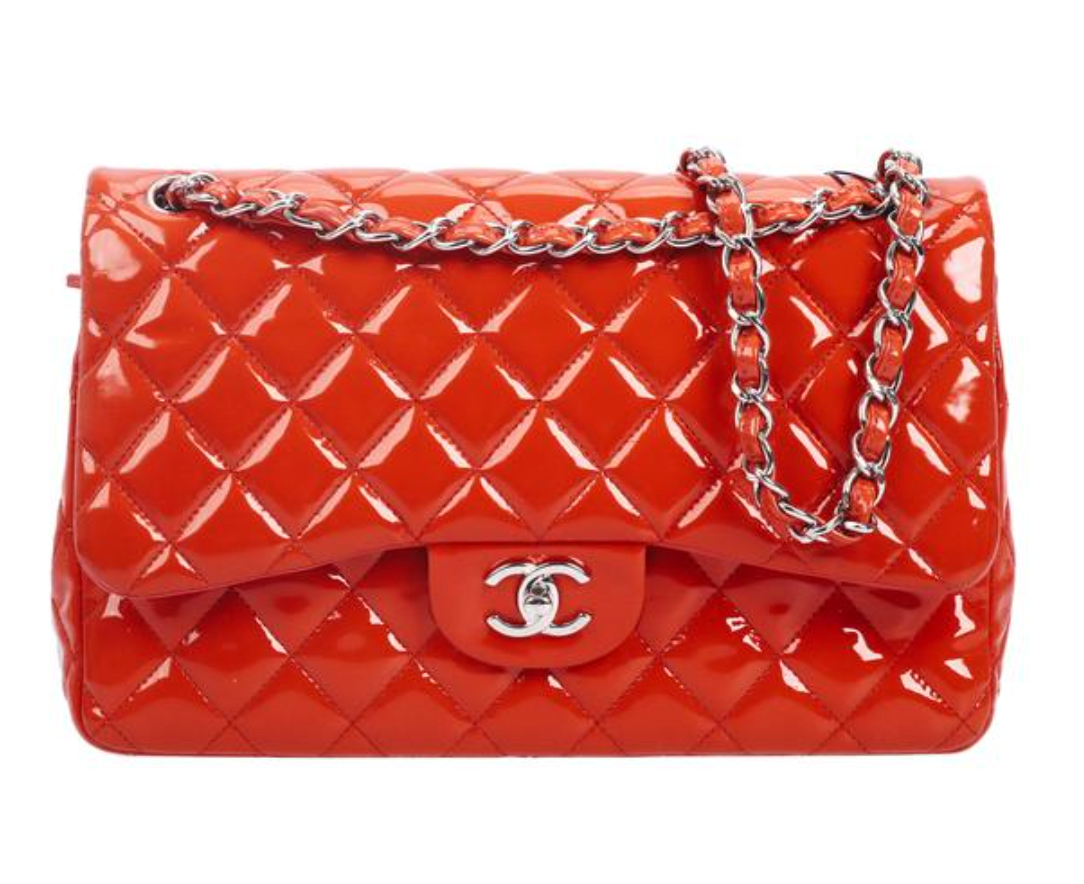 Pre-owned Chanel Orange Classic Flap Jumbo Shoulder Bag 85537701