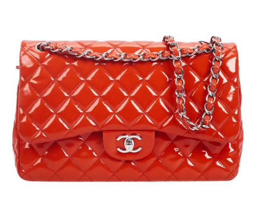 Pre-owned Chanel Orange Classic Flap Jumbo Shoulder Bag 85537701