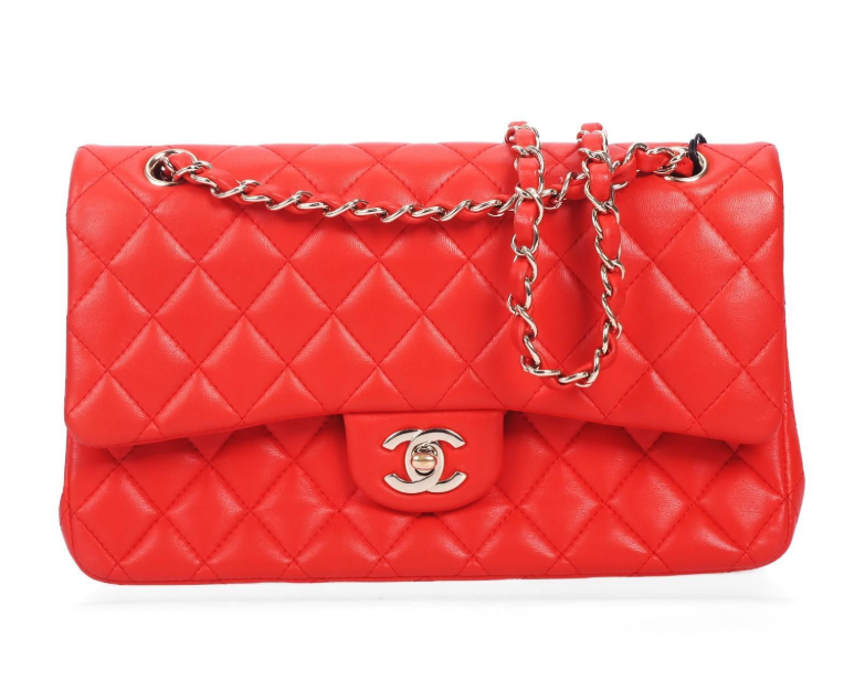 Pre-Owned Chanel Classic Flap Red Lambskin Leather Shoulder Bag 11334973