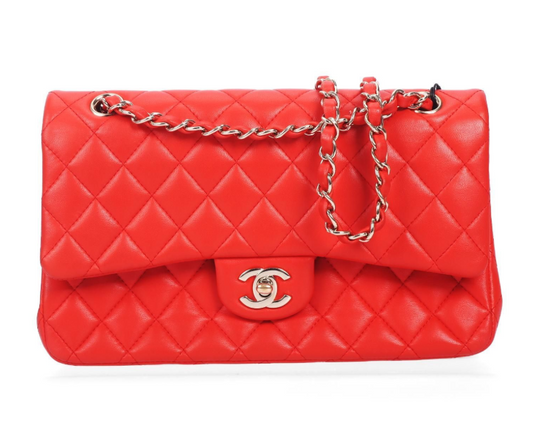 Pre-Owned Chanel Classic Flap Red Lambskin Leather Shoulder Bag 11334973