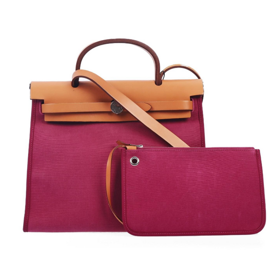 Pre-Owned Hermès Herbag Zip 31 Rose Pink Canvas Shoulder Bag 29312633