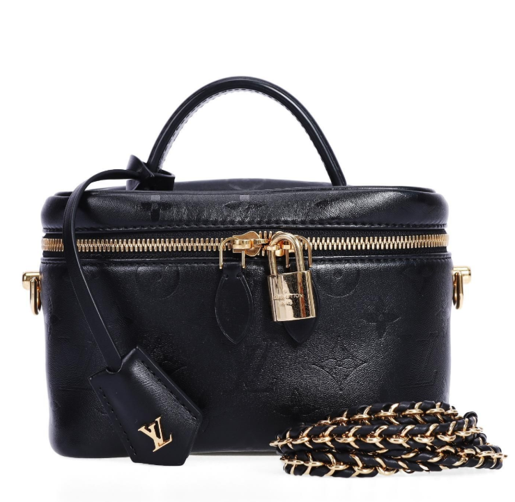 Pre-Owned Louis Vuitton Vanity PM Black Lambskin Shoulder Bag 47793499