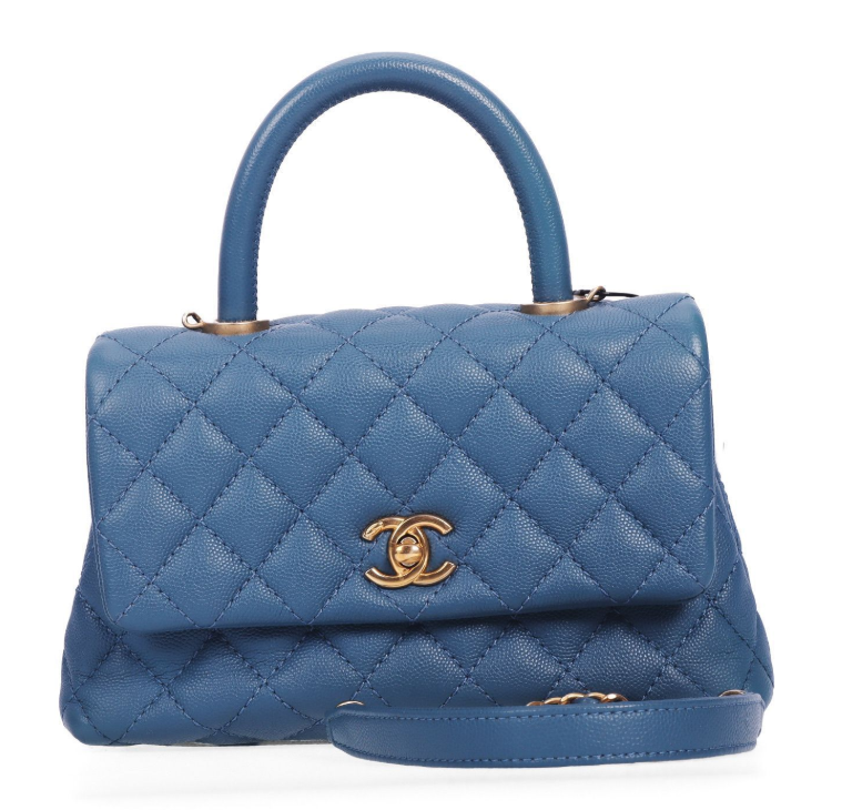 Pre-Owned Chanel Coco handle blue caviar crossbody bag 72808658