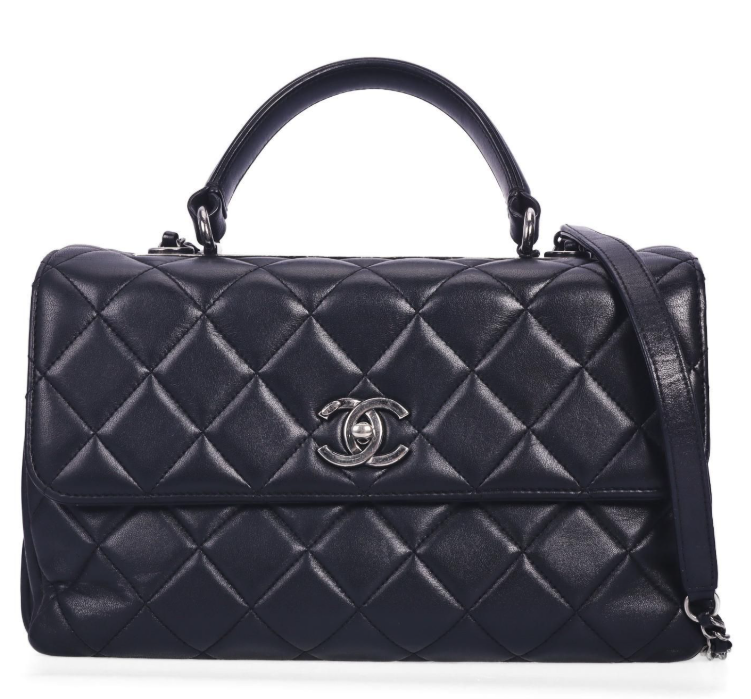 Pre-Owned Chanel Trendy CC Medium Size Black Quilted Calfskin Shoulder Bag 82378542