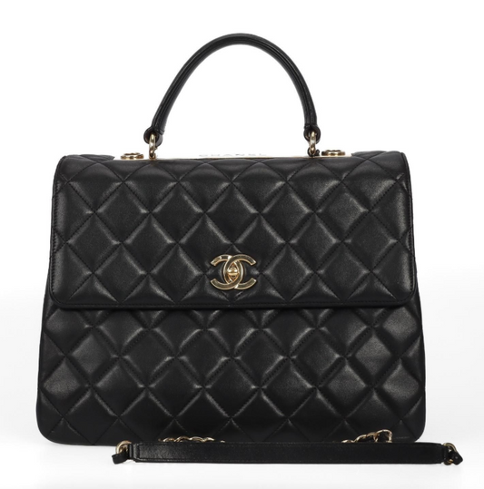 Pre-Owned Chanel Trendy CC Black Quilted Lambskin Shoulder Bag 50085282
