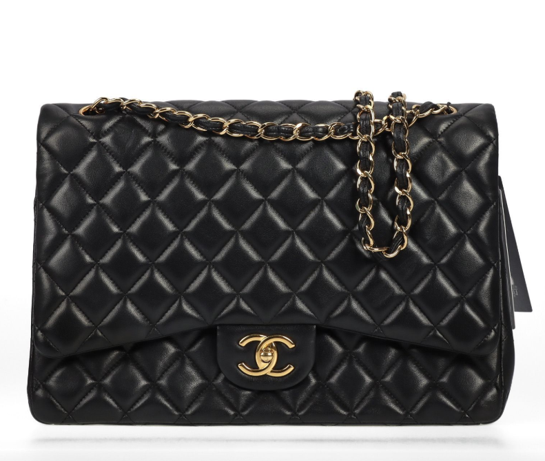 Pre-owned Chanel black lambskin maxi 49471299