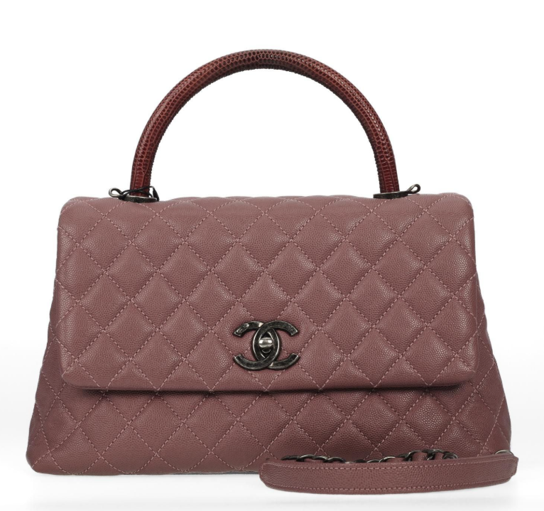 Pre-Owned Chanel Coco Handle Purple Caviar Calfskin Shoulder Bag 58208714