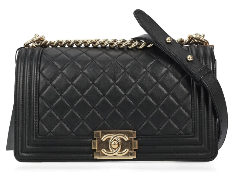 Pre-Owned Chanel Boy Black Leather Shoulder Bag 27666149