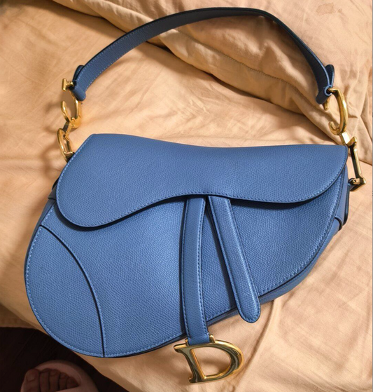 Pre-owned Dior Medium Saddle blue leather shoulder  bag 99516234