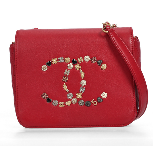 Pre-owned CHANEL Lambskin Crossbody Bag Hot Pink 75033657