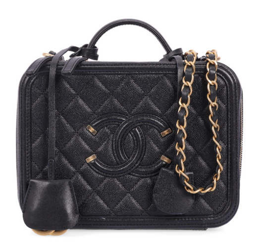 Pre-owned Chanel Black Vanity Case Medium Caviar Shoulder Bag 40124569