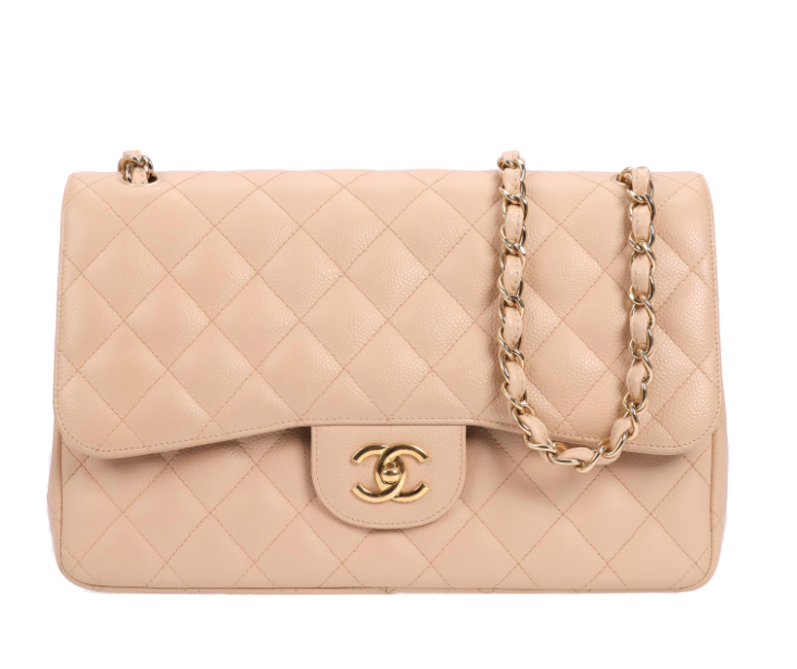 Pre-owned CHANEL Calfskin Leather Shoulder Bags Classic Flap Beige 55556851