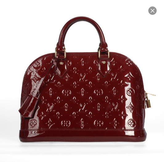 Pre-owned Louis Vuitton Patent Leather Top Handle Bag Alma Burgundy 13210462