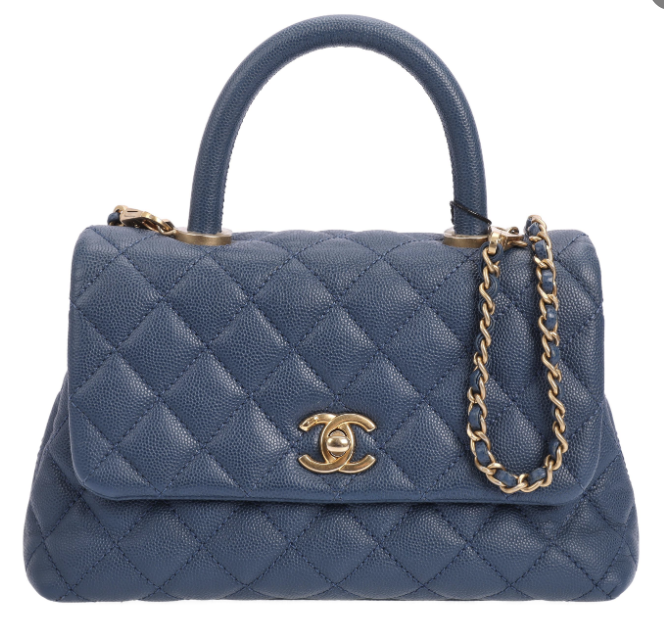 Pre-owned CHANEL Calfskin Shoulder Bags Navy Caviar 55004987 hz