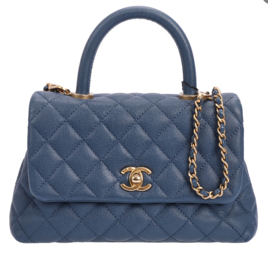 Pre-owned CHANEL Calfskin Shoulder Bags Navy Caviar 55004987 hz
